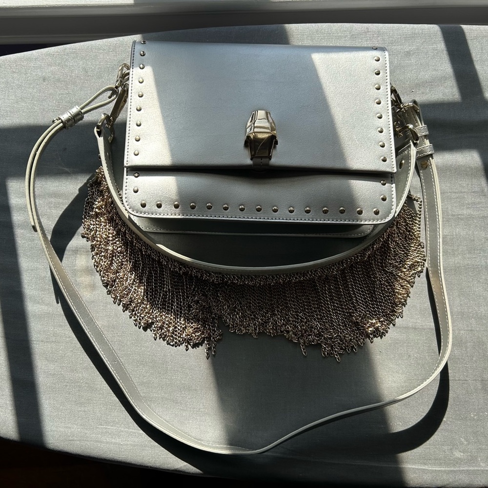 Cavalli Milano SILVER bag with chain detail strap